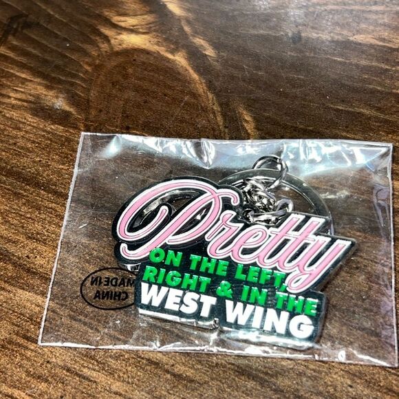 Ivy storehouse Accessories - “Pretty on the left, right, and in the west wing” Alpha Kappa Alpha Keychain